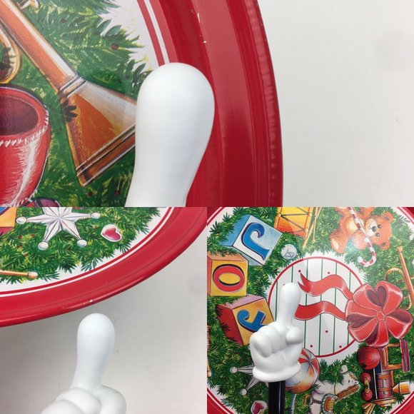 2‎ Vtg Christmas Holiday Round Serving Trays Tin - Picture 5 of 8